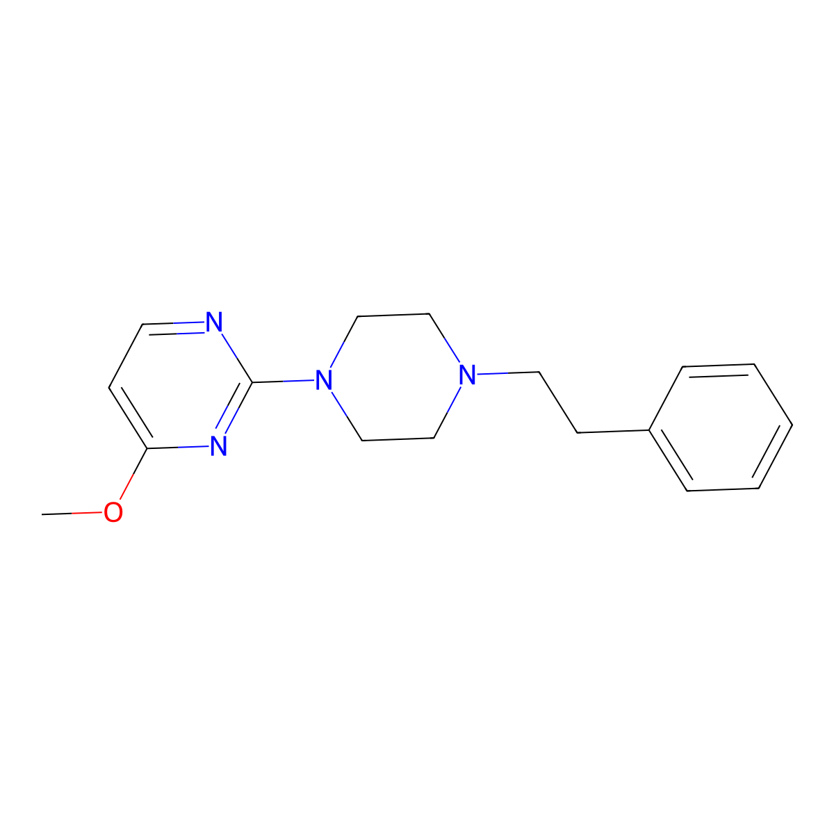 4-Methoxy-2-[4-(2-phenylethyl)piperazin-1-yl]pyrimidine molecular structure, CAS 2640866-18-6