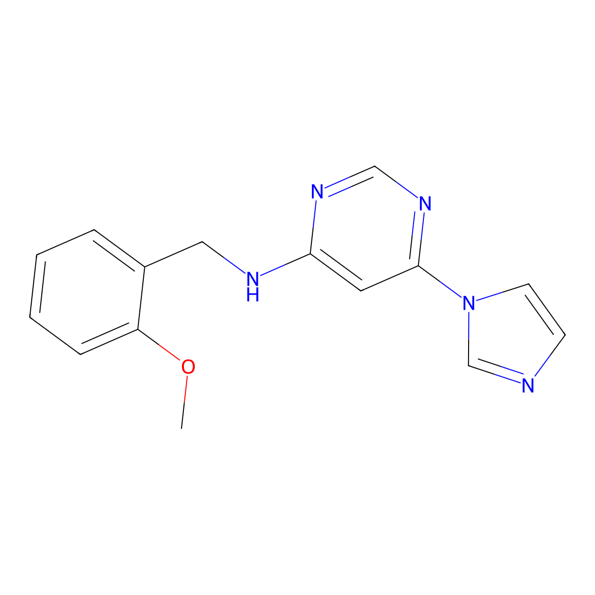6-(1H-imidazol-1-yl)-N-[(2-methoxyphenyl)methyl]pyrimidin-4-amine molecular structure, CAS 2640866-19-7