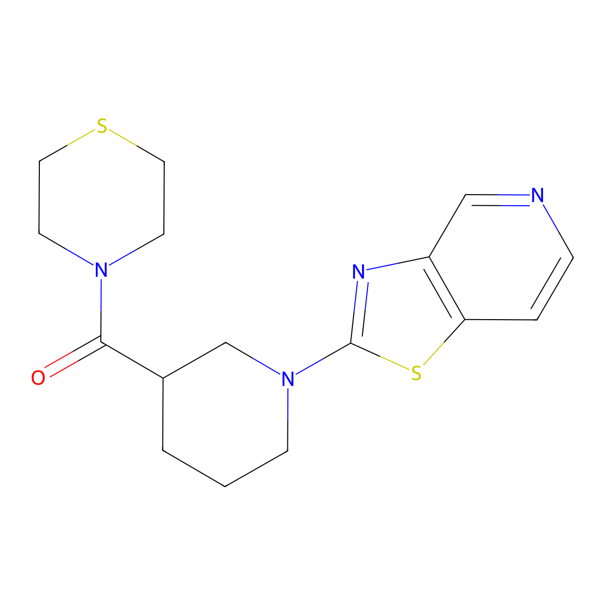 4-(1-{[1,3]Thiazolo[4,5-c]pyridin-2-yl}piperidine-3-carbonyl)thiomorpholine molecular structure, CAS 2640866-20-0