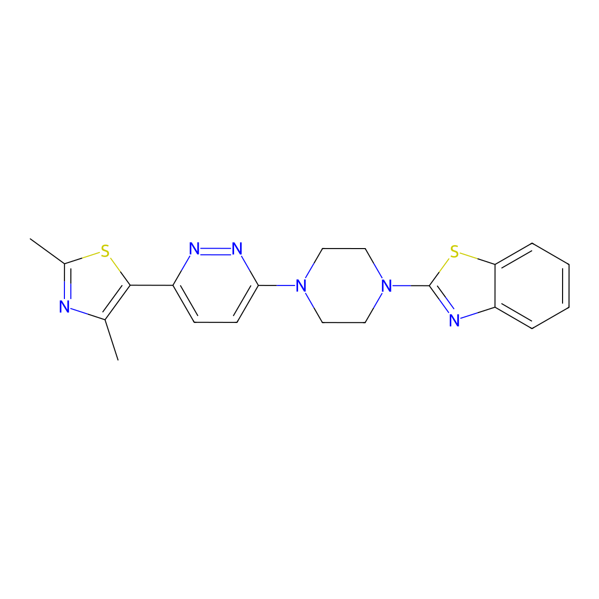 2-{4-[6-(2,4-Dimethyl-1,3-thiazol-5-yl)pyridazin-3-yl]piperazin-1-yl}-1,3-benzothiazole molecular structure, CAS 2640866-30-2