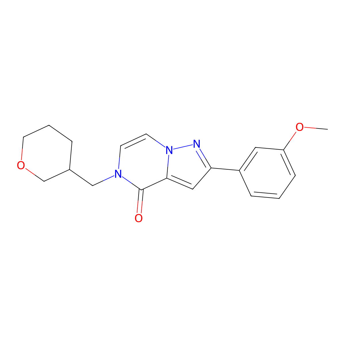 2-(3-methoxyphenyl)-5-[(oxan-3-yl)methyl]-4H,5H-pyrazolo[1,5-a]pyrazin-4-one molecular structure, CAS 2640866-33-5
