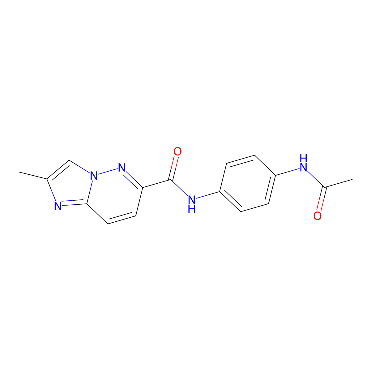 N-(4-acetamidophenyl)-2-methylimidazo[1,2-b]pyridazine-6-carboxamide molecular structure, CAS 2640866-50-6