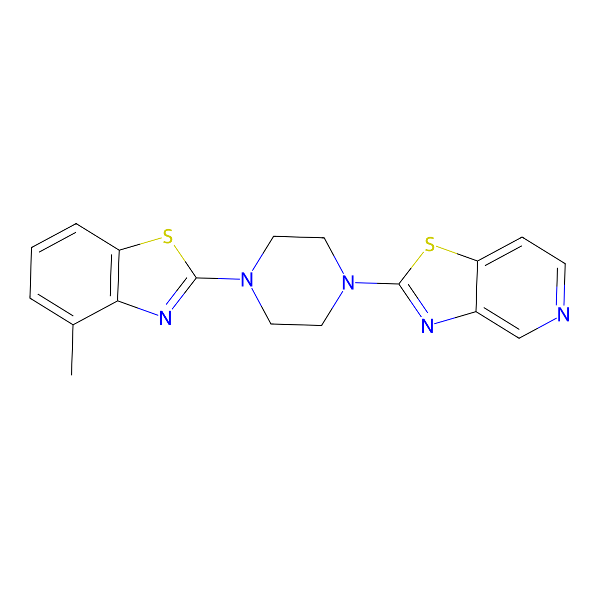 4-Methyl-2-(4-{[1,3]thiazolo[4,5-c]pyridin-2-yl}piperazin-1-yl)-1,3-benzothiazole molecular structure, CAS 2640866-54-0