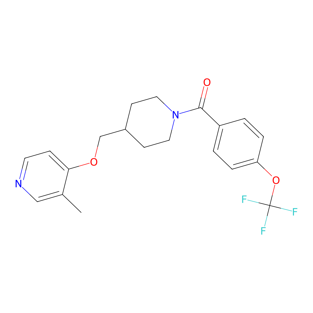 3-Methyl-4-({1-[4-(trifluoromethoxy)benzoyl]piperidin-4-yl}methoxy)pyridine molecular structure, CAS 2640866-63-1