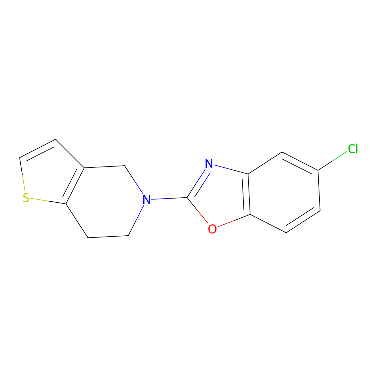 5-chloro-2-{4H,5H,6H,7H-thieno[3,2-c]pyridin-5-yl}-1,3-benzoxazole molecular structure, CAS 2640866-72-2