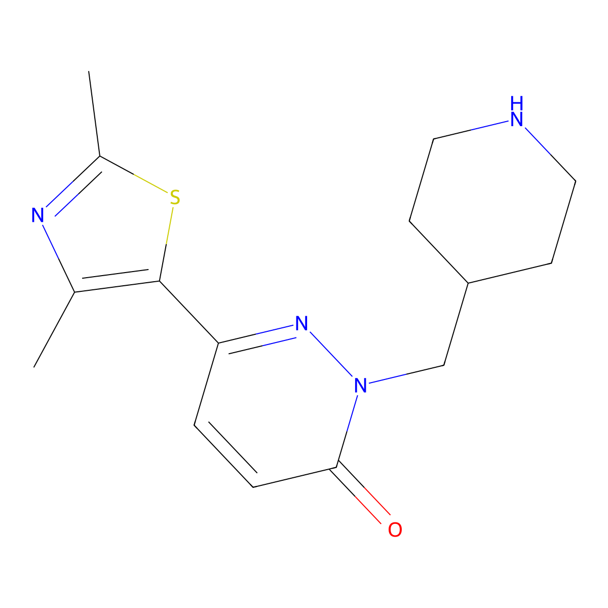 6-(2,4-Dimethyl-1,3-thiazol-5-yl)-2-[(piperidin-4-yl)methyl]-2,3-dihydropyridazin-3-one molecular structure, CAS 2640866-79-9