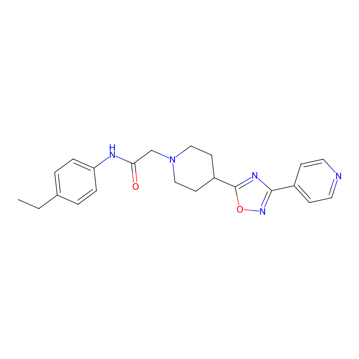 N-(4-ethylphenyl)-2-{4-[3-(pyridin-4-yl)-1,2,4-oxadiazol-5-yl]piperidin-1-yl}acetamide molecular structure, CAS 2640866-83-5