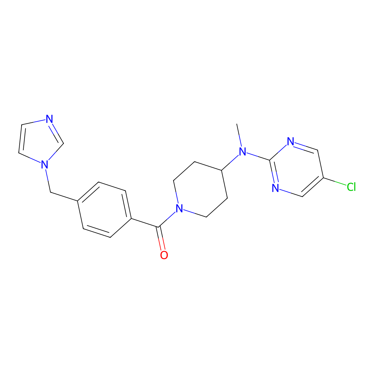 5-chloro-N-(1-{4-[(1H-imidazol-1-yl)methyl]benzoyl}piperidin-4-yl)-N-methylpyrimidin-2-amine molecular structure, CAS 2640866-86-8