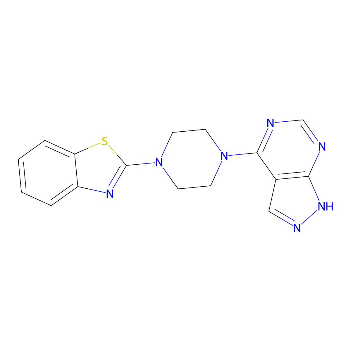 2-(4-{1H-pyrazolo[3,4-d]pyrimidin-4-yl}piperazin-1-yl)-1,3-benzothiazole molecular structure, CAS 2640866-95-9