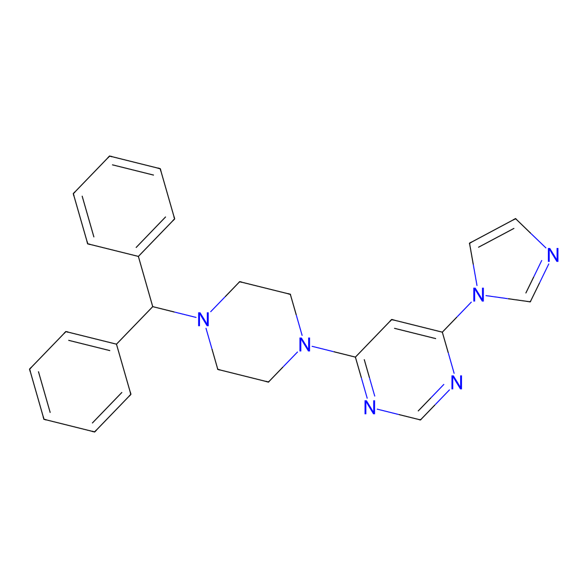 4-[4-(diphenylmethyl)piperazin-1-yl]-6-(1H-imidazol-1-yl)pyrimidine molecular structure, CAS 2640866-98-2
