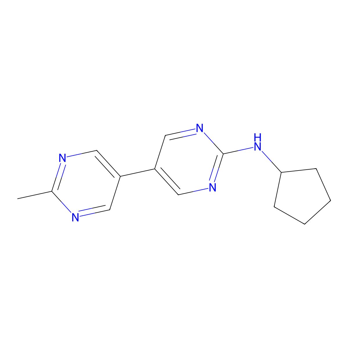 N-cyclopentyl-2'-methyl-[5,5'-bipyrimidin]-2-amine molecular structure, CAS 2640867-00-9