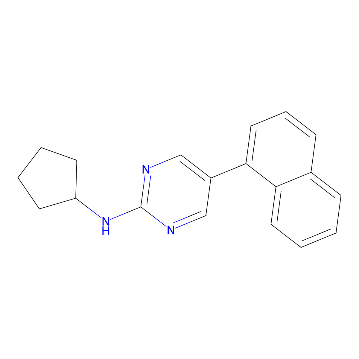 N-cyclopentyl-5-(naphthalen-1-yl)pyrimidin-2-amine molecular structure, CAS 2640867-01-0