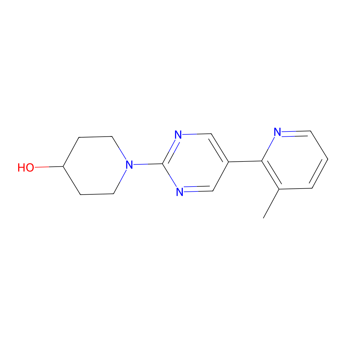 1-[5-(3-Methylpyridin-2-yl)pyrimidin-2-yl]piperidin-4-ol molecular structure, CAS 2640867-05-4