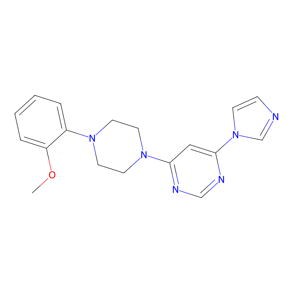 4-(1H-imidazol-1-yl)-6-[4-(2-methoxyphenyl)piperazin-1-yl]pyrimidine molecular structure, CAS 2640867-06-5