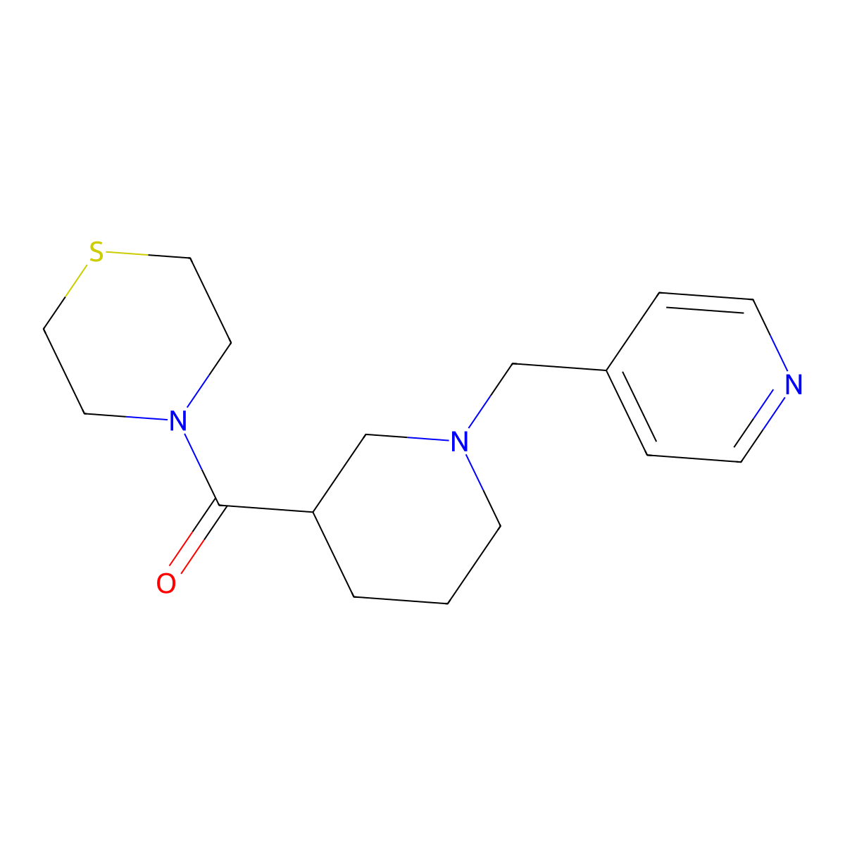 4-{1-[(Pyridin-4-yl)methyl]piperidine-3-carbonyl}thiomorpholine molecular structure, CAS 2640867-08-7