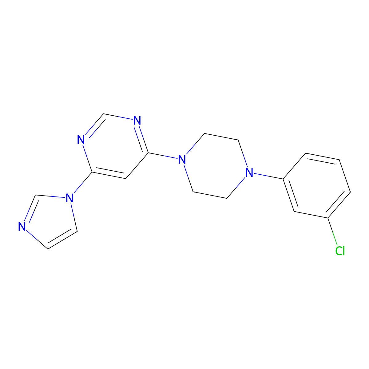 4-[4-(3-chlorophenyl)piperazin-1-yl]-6-(1H-imidazol-1-yl)pyrimidine molecular structure, CAS 2640867-09-8