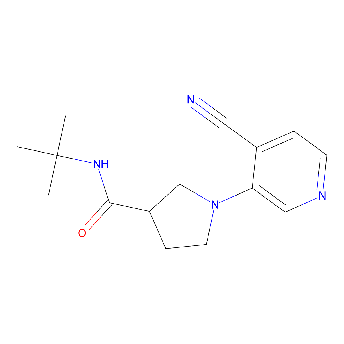 N-tert-butyl-1-(4-cyanopyridin-3-yl)pyrrolidine-3-carboxamide molecular structure, CAS 2640867-11-2
