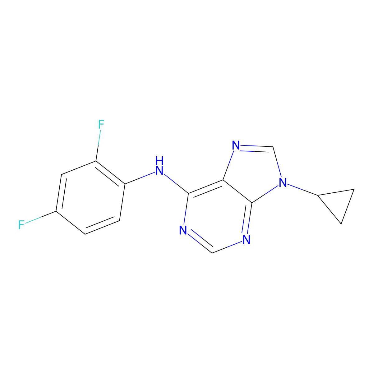 9-cyclopropyl-N-(2,4-difluorophenyl)-9H-purin-6-amine molecular structure, CAS 2640867-18-9