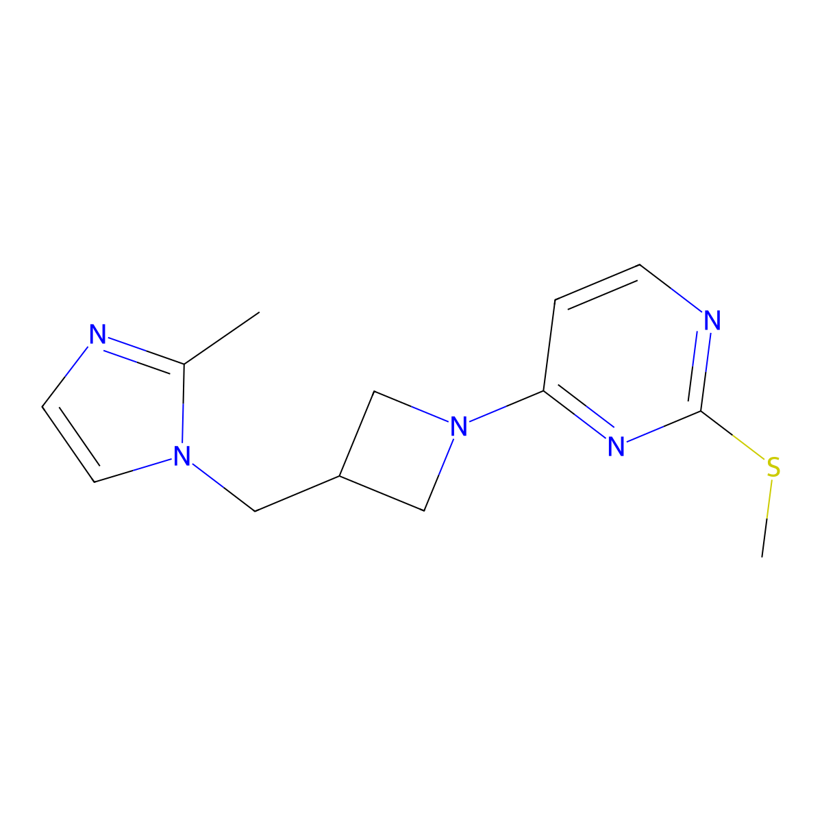 4-{3-[(2-methyl-1H-imidazol-1-yl)methyl]azetidin-1-yl}-2-(methylsulfanyl)pyrimidine molecular structure, CAS 2640867-27-0