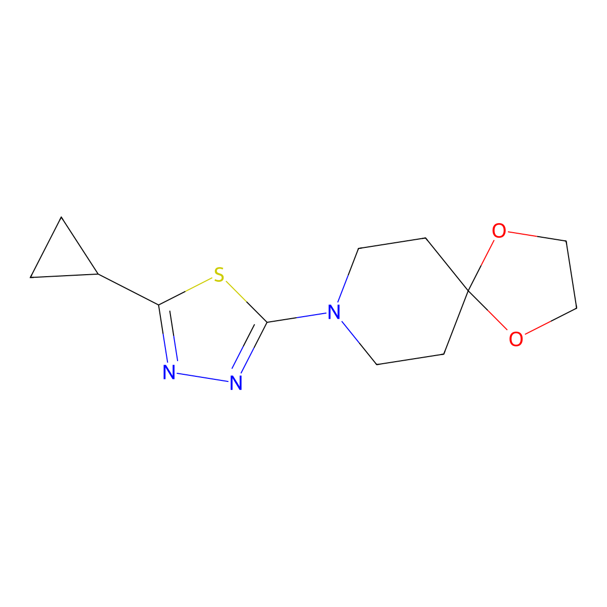 8-(5-Cyclopropyl-1,3,4-thiadiazol-2-yl)-1,4-dioxa-8-azaspiro[4.5]decane molecular structure, CAS 2640867-30-5