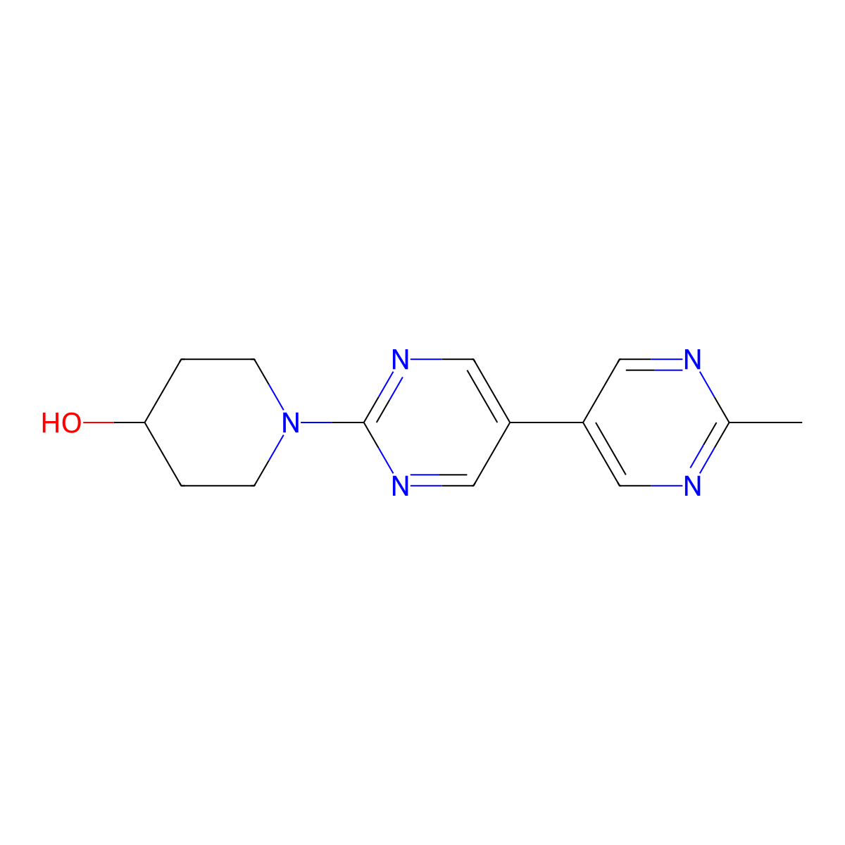 1-{2'-Methyl-[5,5'-bipyrimidin]-2-yl}piperidin-4-ol molecular structure, CAS 2640867-46-3