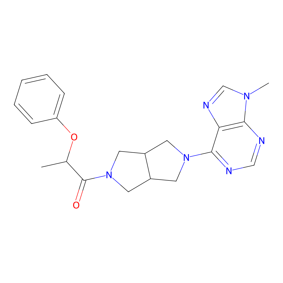 1-[5-(9-methyl-9H-purin-6-yl)-octahydropyrrolo[3,4-c]pyrrol-2-yl]-2-phenoxypropan-1-one molecular structure, CAS 2640867-49-6