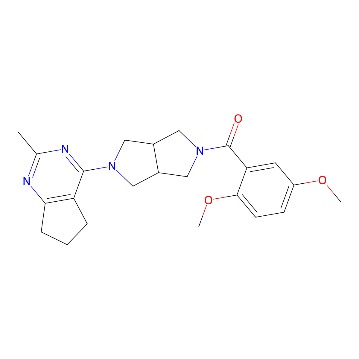 2-(2,5-dimethoxybenzoyl)-5-{2-methyl-5H,6H,7H-cyclopenta[d]pyrimidin-4-yl}-octahydropyrrolo[3,4-c]pyrrole molecular structure, CAS 2640867-50-9