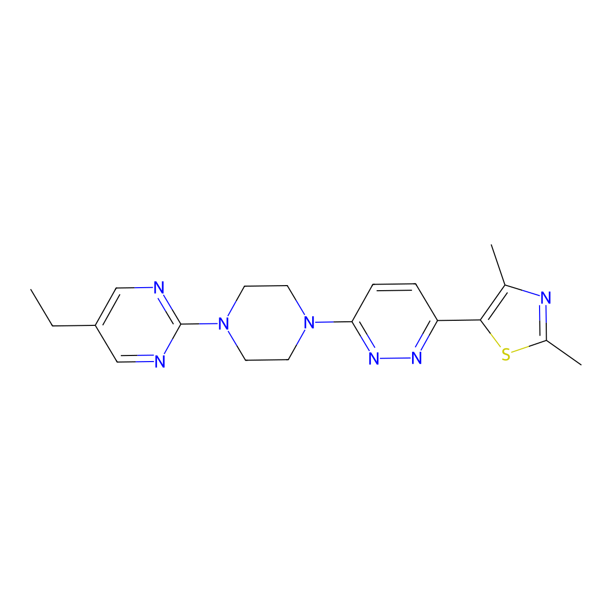 3-(2,4-Dimethyl-1,3-thiazol-5-yl)-6-[4-(5-ethylpyrimidin-2-yl)piperazin-1-yl]pyridazine molecular structure, CAS 2640867-54-3