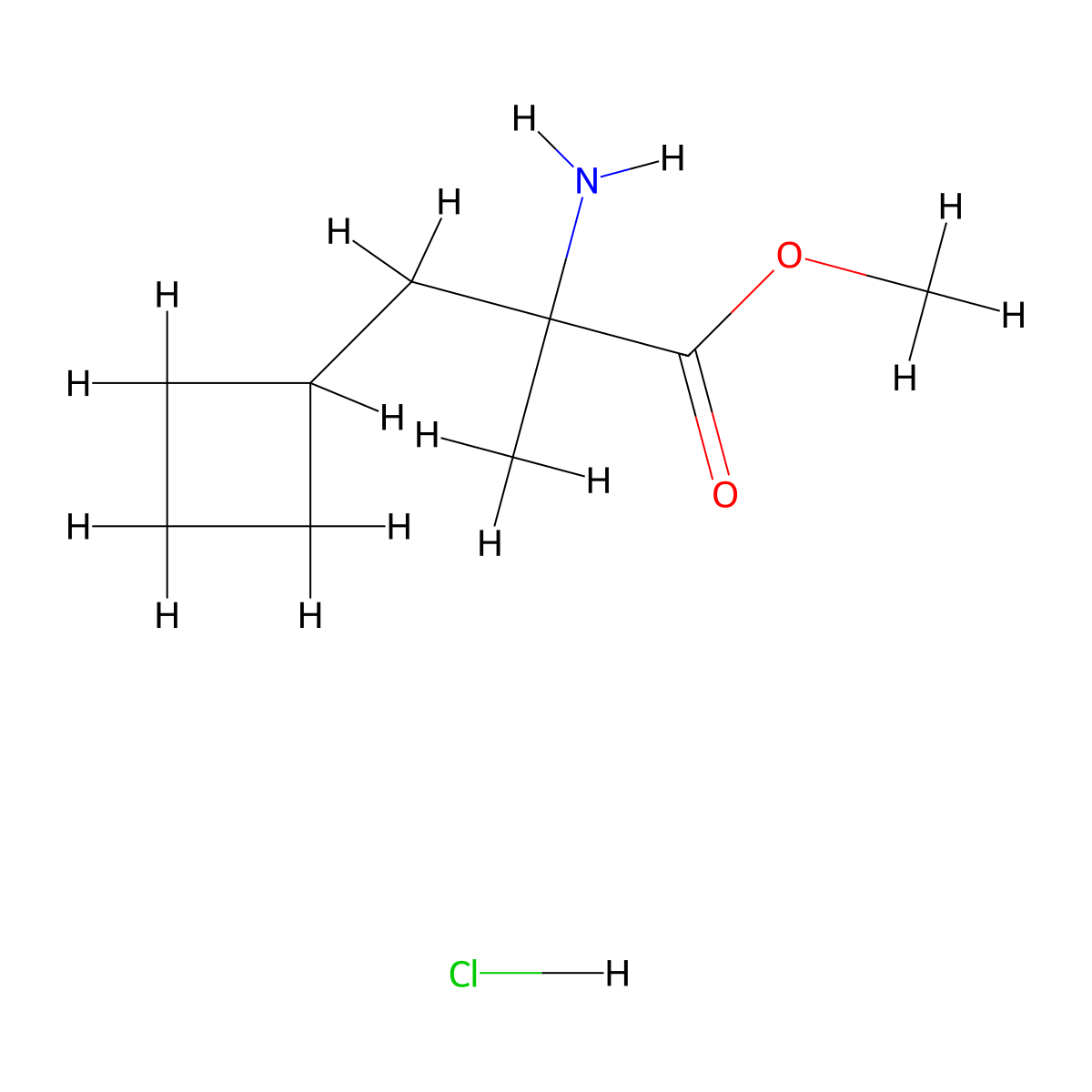 Methyl 2-amino-3-cyclobutyl-2-methylpropanoate hydrochloride molecular structure, CAS 2640872-16-6