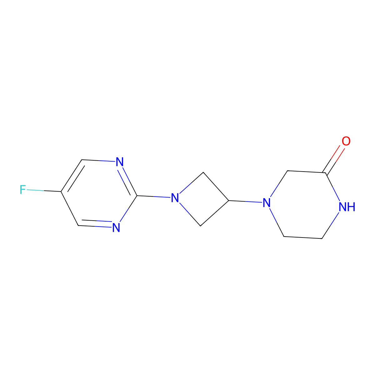 4-[1-(5-Fluoropyrimidin-2-yl)azetidin-3-yl]piperazin-2-one molecular structure, CAS 2640872-68-8