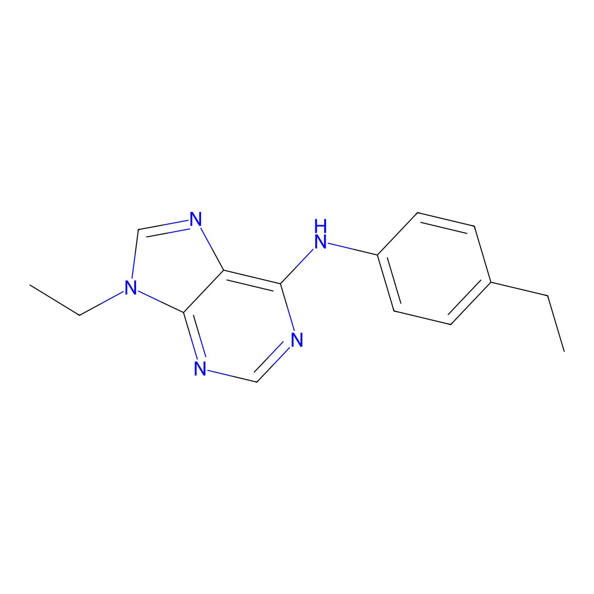 9-ethyl-N-(4-ethylphenyl)-9H-purin-6-amine molecular structure, CAS 2640872-69-9