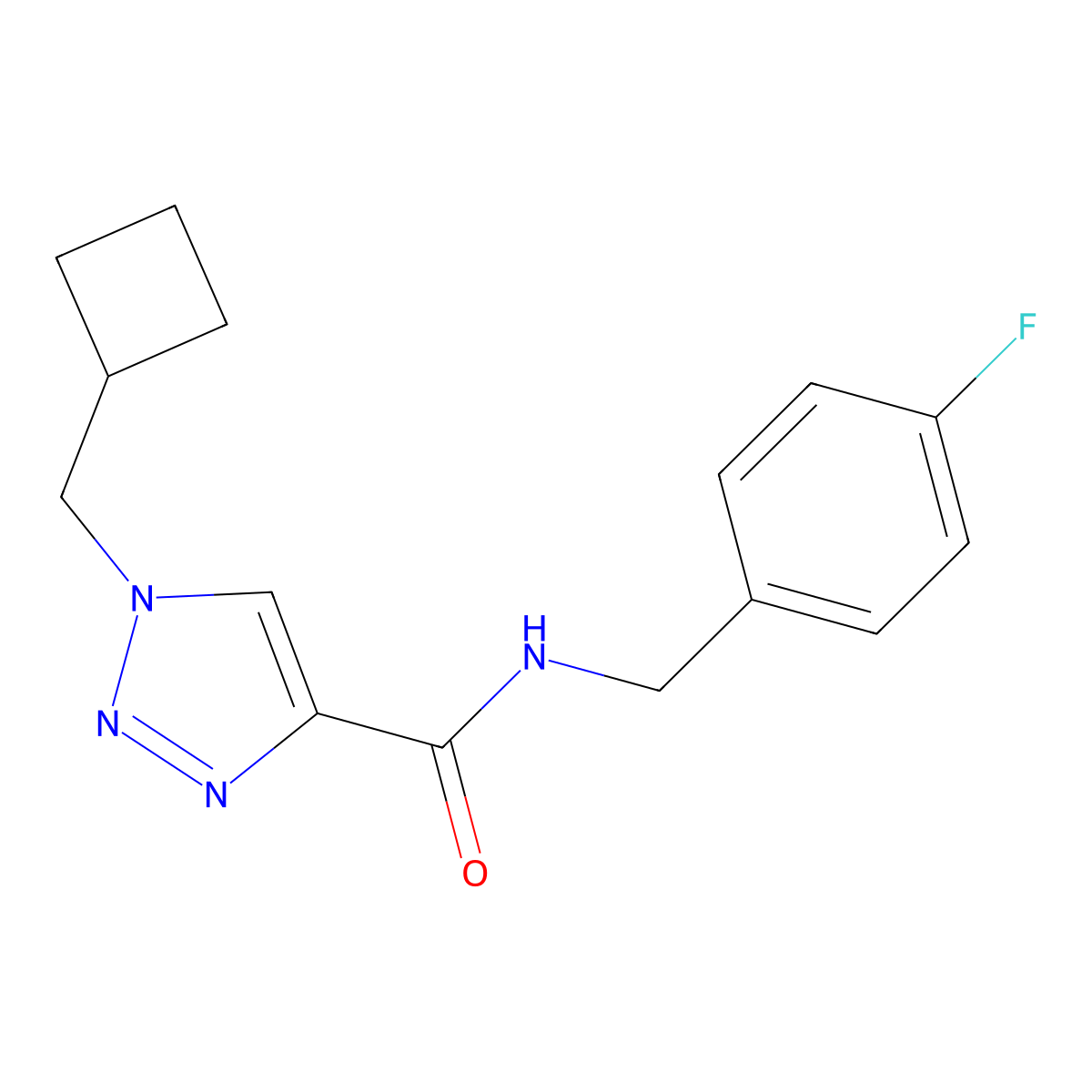 1-(cyclobutylmethyl)-N-[(4-fluorophenyl)methyl]-1H-1,2,3-triazole-4-carboxamide molecular structure, CAS 2640872-74-6