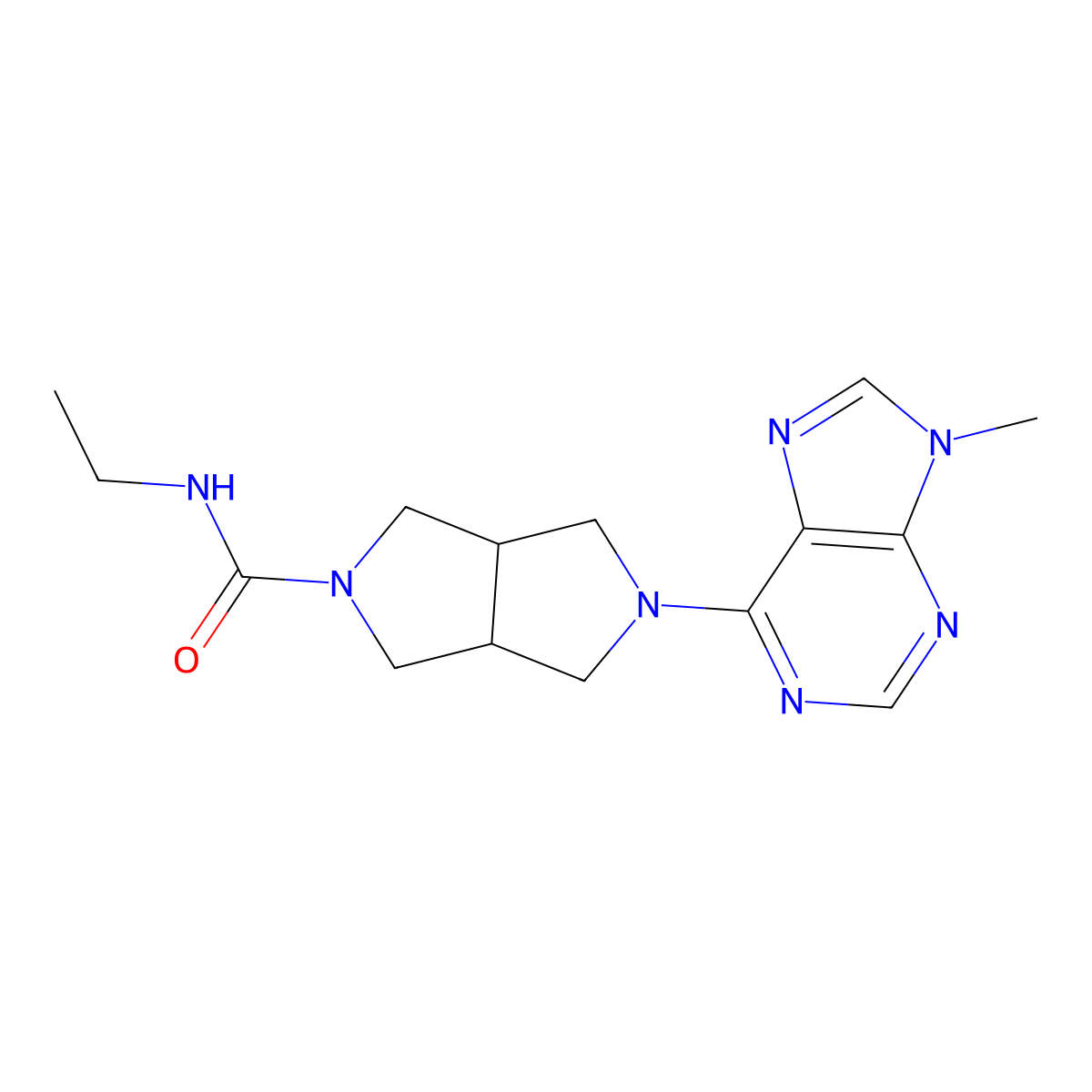 N-ethyl-5-(9-methyl-9H-purin-6-yl)-octahydropyrrolo[3,4-c]pyrrole-2-carboxamide molecular structure, CAS 2640872-86-0