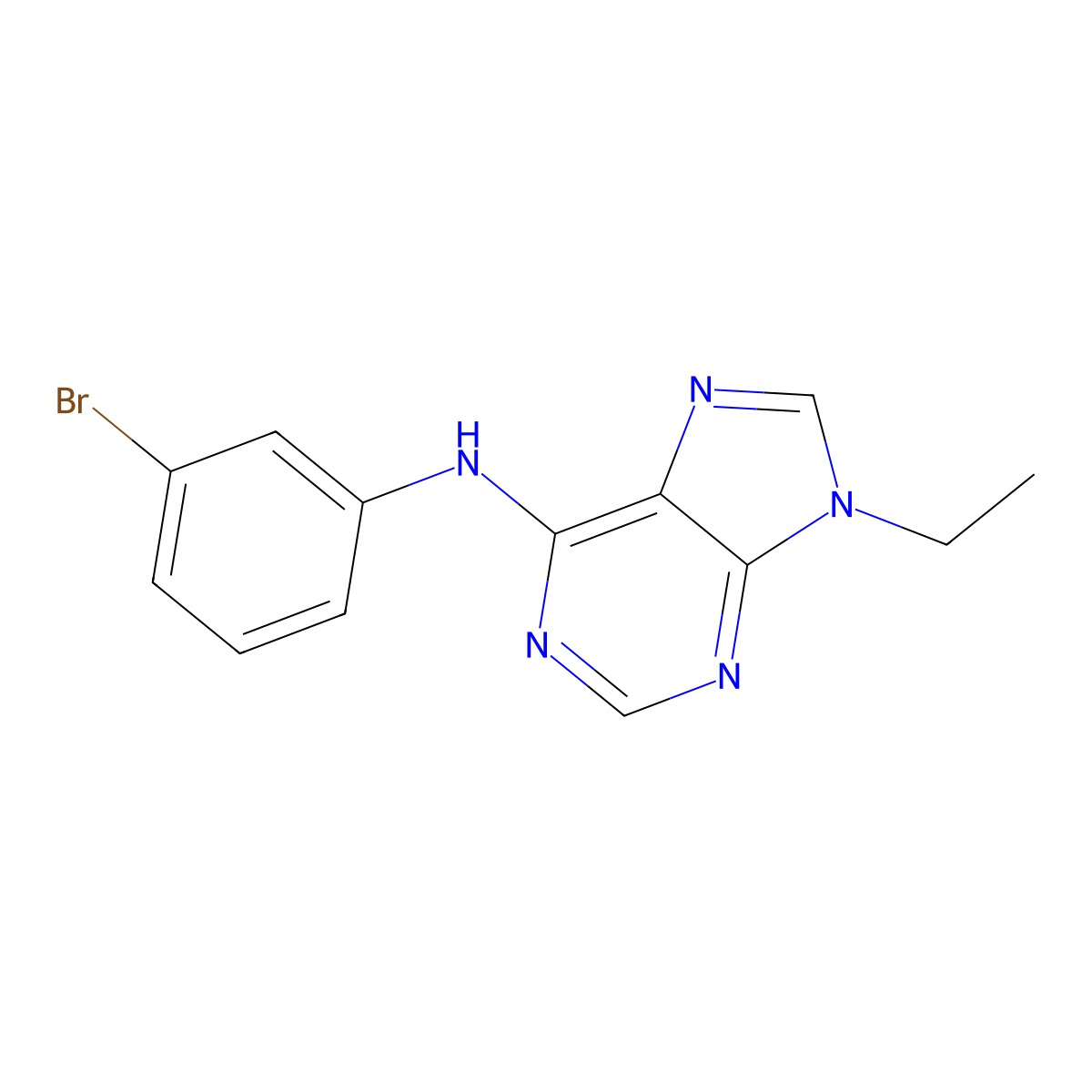 N-(3-bromophenyl)-9-ethyl-9H-purin-6-amine molecular structure, CAS 2640872-87-1