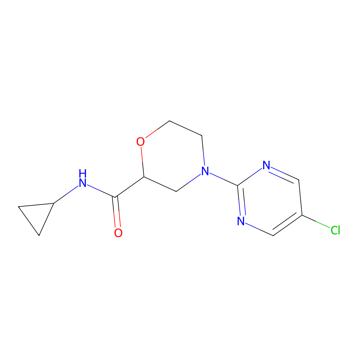 4-(5-chloropyrimidin-2-yl)-N-cyclopropylmorpholine-2-carboxamide molecular structure, CAS 2640873-01-2