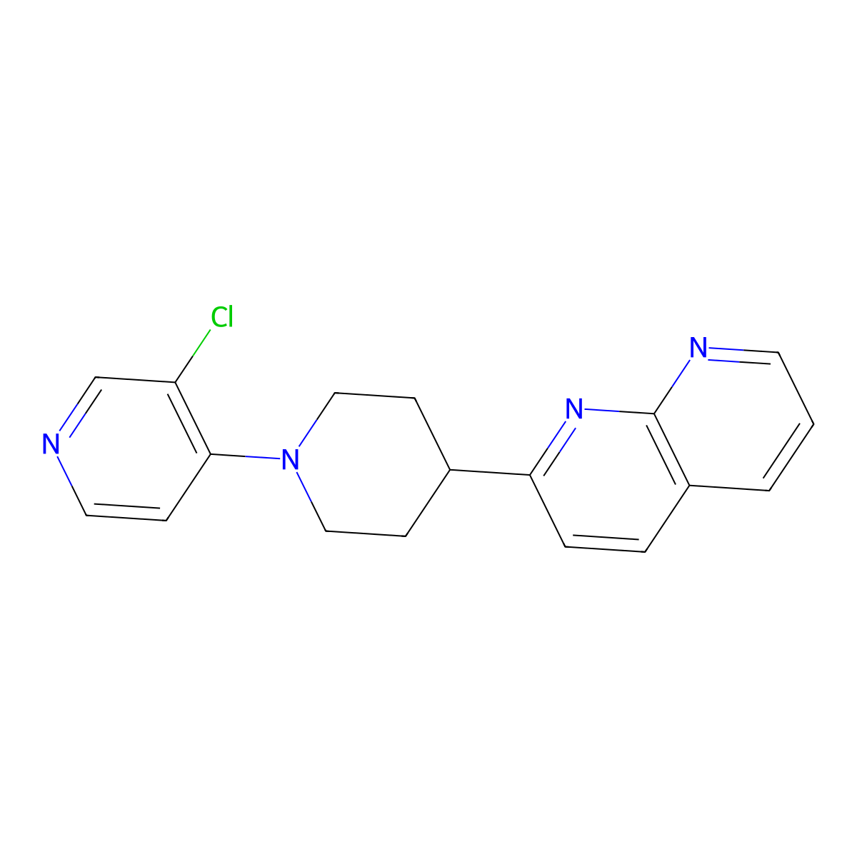 2-[1-(3-Chloropyridin-4-yl)piperidin-4-yl]-1,8-naphthyridine molecular structure, CAS 2640873-04-5