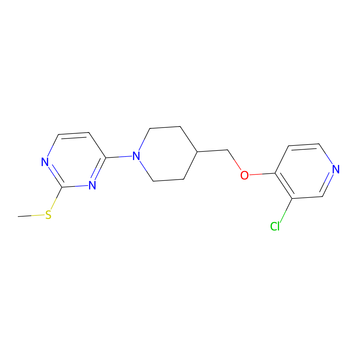 4-(4-{[(3-Chloropyridin-4-yl)oxy]methyl}piperidin-1-yl)-2-(methylsulfanyl)pyrimidine molecular structure, CAS 2640873-09-0