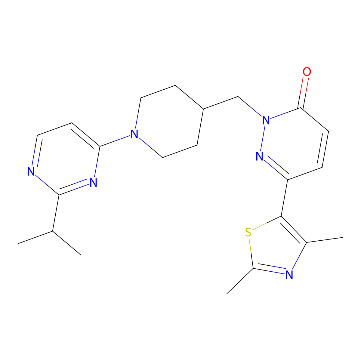 6-(2,4-Dimethyl-1,3-thiazol-5-yl)-2-({1-[2-(propan-2-yl)pyrimidin-4-yl]piperidin-4-yl}methyl)-2,3-dihydropyridazin-3-one molecular structure, CAS 2640873-10-3