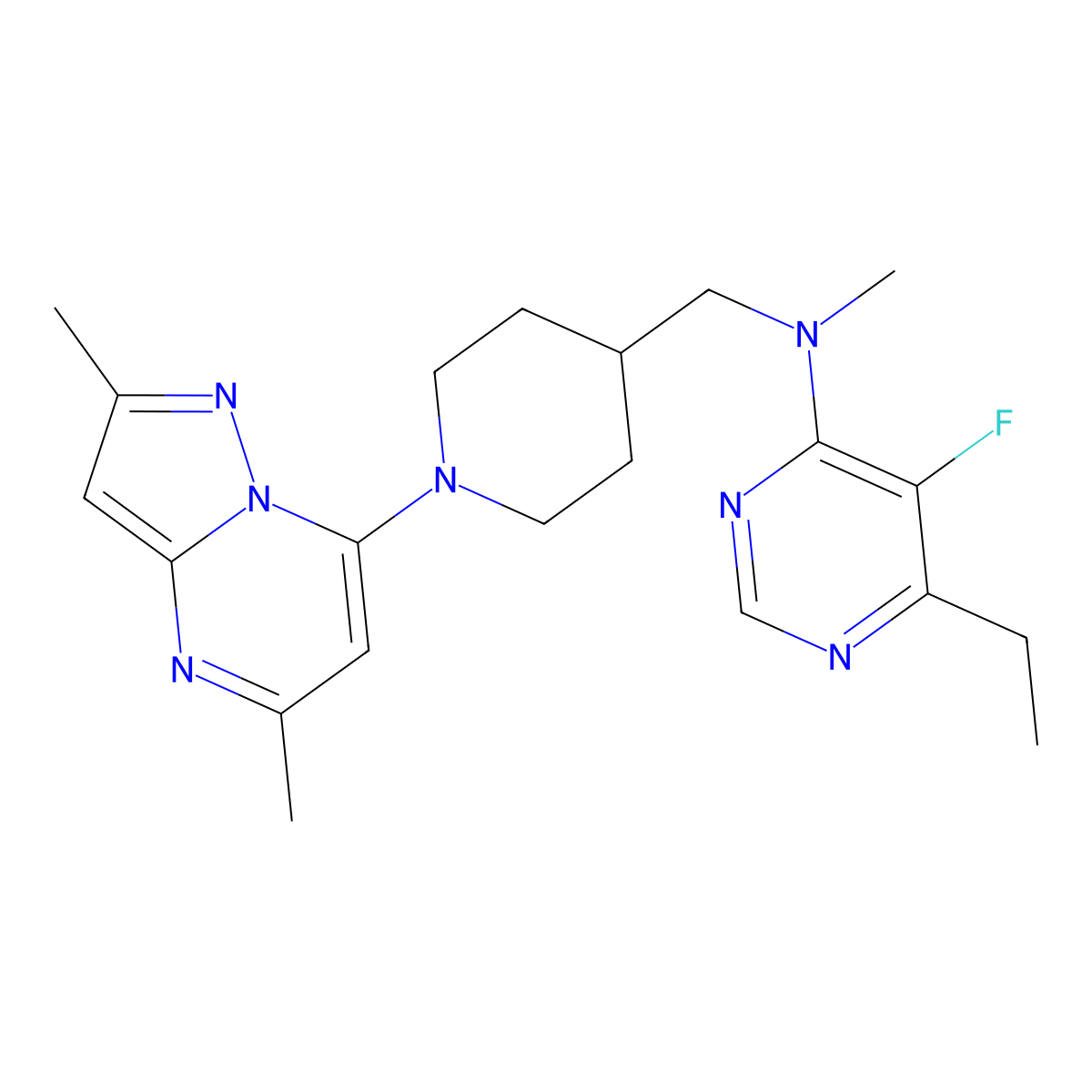 N-[(1-{2,5-dimethylpyrazolo[1,5-a]pyrimidin-7-yl}piperidin-4-yl)methyl]-6-ethyl-5-fluoro-N-methylpyrimidin-4-amine molecular structure, CAS 2640873-15-8