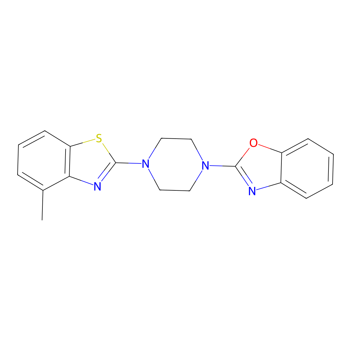 2-[4-(4-Methyl-1,3-benzothiazol-2-yl)piperazin-1-yl]-1,3-benzoxazole molecular structure, CAS 2640873-16-9