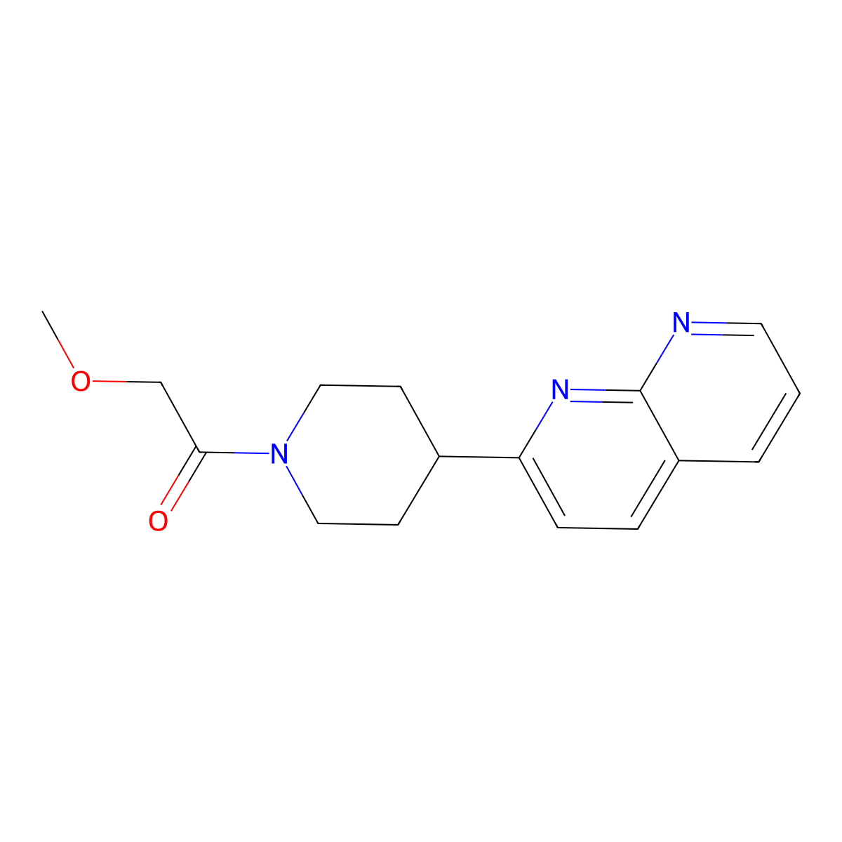 2-Methoxy-1-[4-(1,8-naphthyridin-2-yl)piperidin-1-yl]ethan-1-one molecular structure, CAS 2640873-18-1