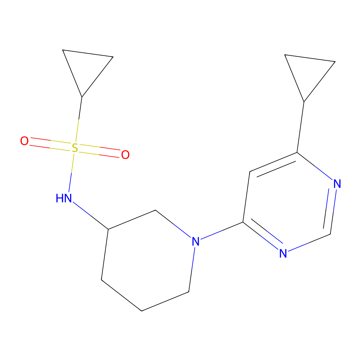 N-[1-(6-cyclopropylpyrimidin-4-yl)piperidin-3-yl]cyclopropanesulfonamide molecular structure, CAS 2640873-26-1