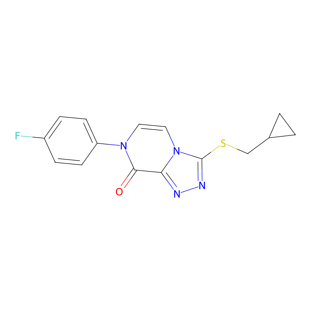 3-[(cyclopropylmethyl)sulfanyl]-7-(4-fluorophenyl)-7H,8H-[1,2,4]triazolo[4,3-a]pyrazin-8-one molecular structure, CAS 2640873-27-2