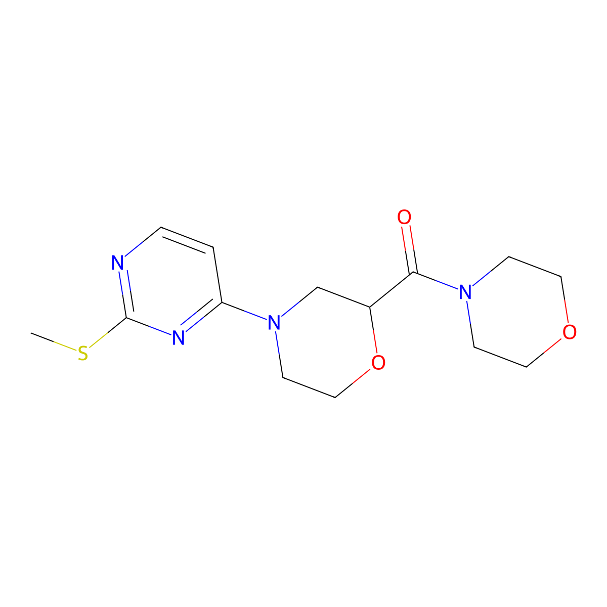 4-[2-(Methylsulfanyl)pyrimidin-4-yl]-2-(morpholine-4-carbonyl)morpholine molecular structure, CAS 2640873-36-3