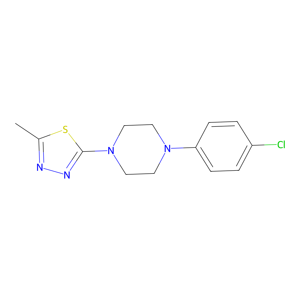 1-(4-Chlorophenyl)-4-(5-methyl-1,3,4-thiadiazol-2-yl)piperazine molecular structure, CAS 2640873-39-6