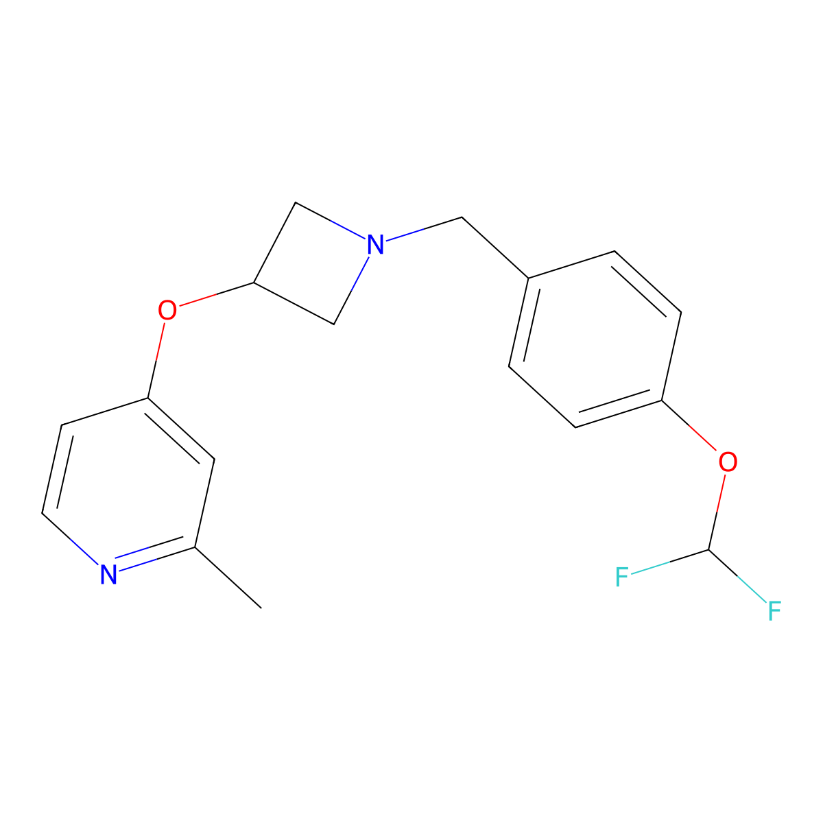 4-[(1-{[4-(Difluoromethoxy)phenyl]methyl}azetidin-3-yl)oxy]-2-methylpyridine molecular structure, CAS 2640873-41-0