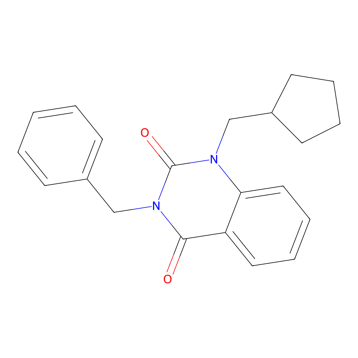 3-Benzyl-1-(cyclopentylmethyl)-1,2,3,4-tetrahydroquinazoline-2,4-dione molecular structure, CAS 2640873-45-4