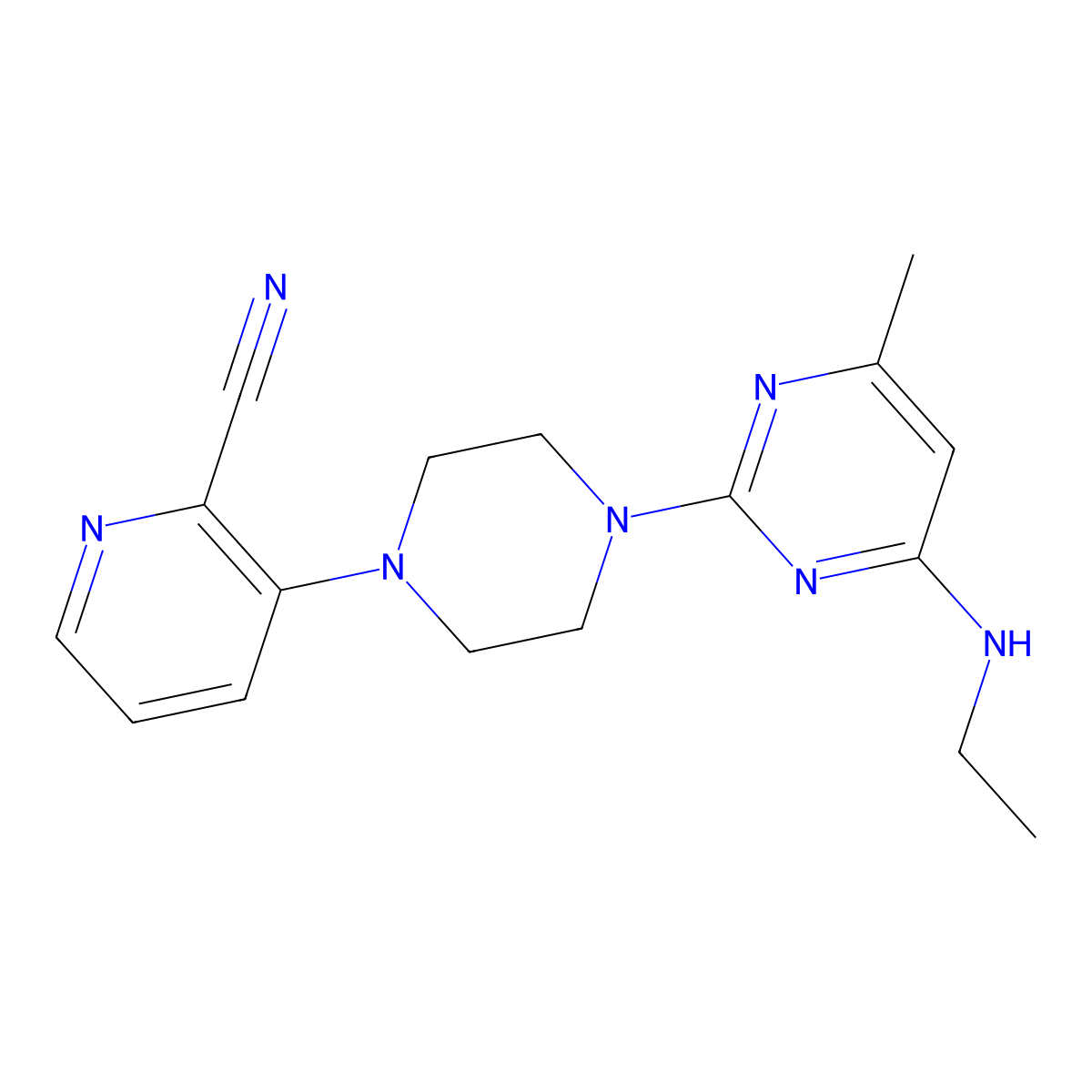 3-{4-[4-(Ethylamino)-6-methylpyrimidin-2-yl]piperazin-1-yl}pyridine-2-carbonitrile molecular structure, CAS 2640873-50-1