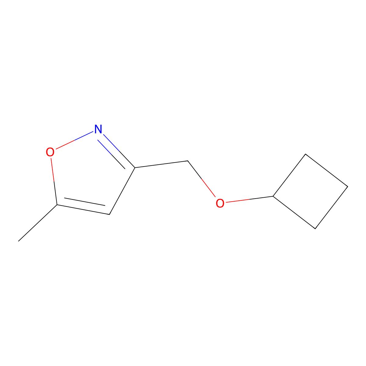 3-(Cyclobutoxymethyl)-5-methyl-1,2-oxazole molecular structure, CAS 2640873-57-8