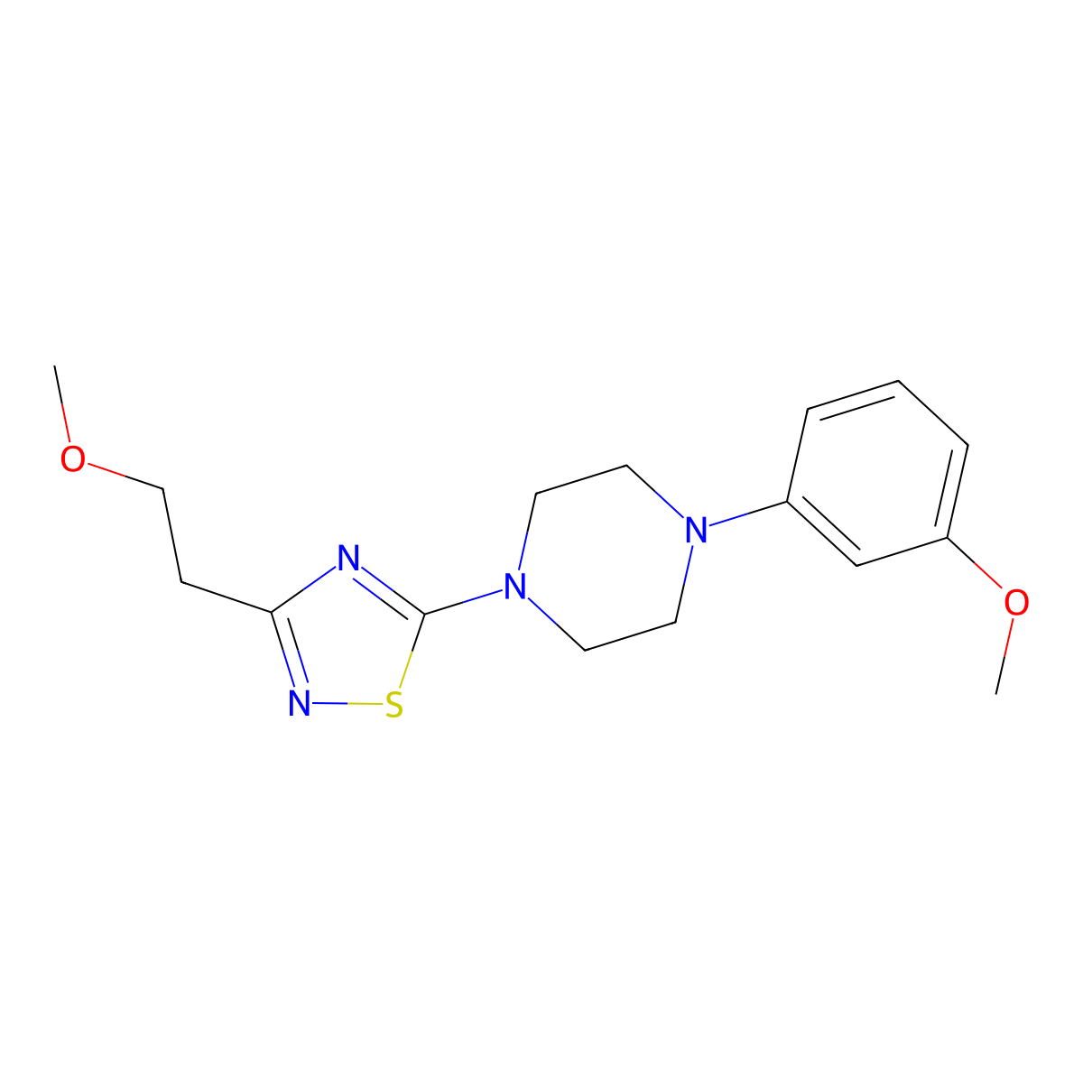 1-[3-(2-Methoxyethyl)-1,2,4-thiadiazol-5-yl]-4-(3-methoxyphenyl)piperazine molecular structure, CAS 2640873-70-5